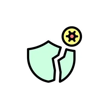 Broken, shield, coronavirus icon. Simple color with outline vector elements of イラスト素材