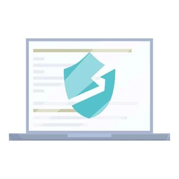 Broken shield covering code on laptop screen symbolizing security breach イラスト素材