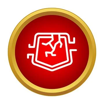 Broken shield icon representing cyber attack vulnerability Stock Illustration