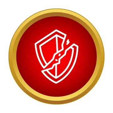 Broken shield icon representing security breach and vulnerability Stock Illustration