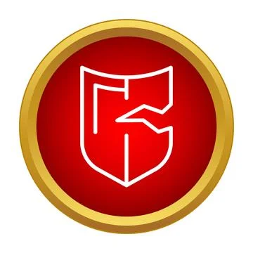 Broken shield icon representing vulnerability and damage Stock Illustration