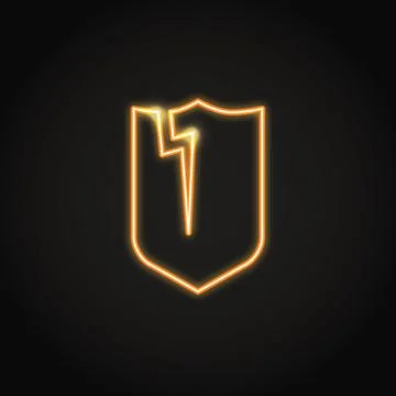 Broken shield neon icon in line style 스톡 일러스트