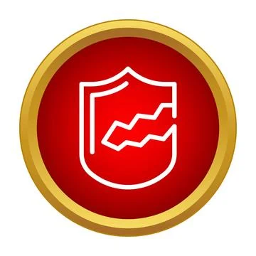 Broken shield outline icon representing security breach Stock Illustration