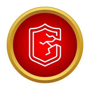 Broken shield revealing security vulnerability and data breach Stockillustratie