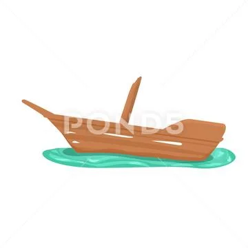 Broken ship icon cartoon vector. Old boat ~ Clip Art #233572399