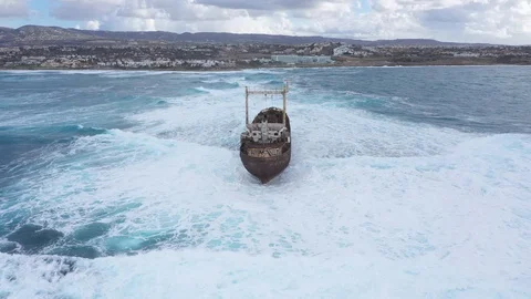 Broken ship on shoal Video stock 125936225
