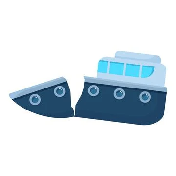 Broken ship sinking, representing maritime disaster and insurance concept Stock Illustration