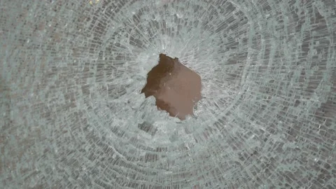 Broken showcase. Hole and cracks around Stock Footage 166274014