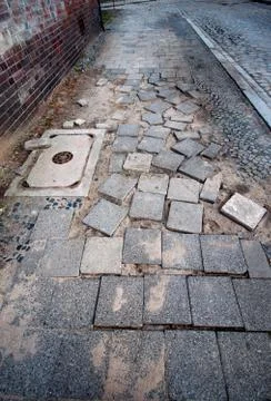 Broken sidewalk floor Stock Photos