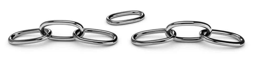 Broken silver chain. One link nearby. Disconnect symbol. Stock Illustration