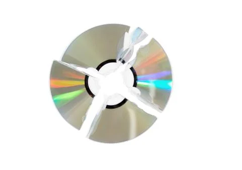 Broken single DVD(CD) disc. Isolated. Foto stock