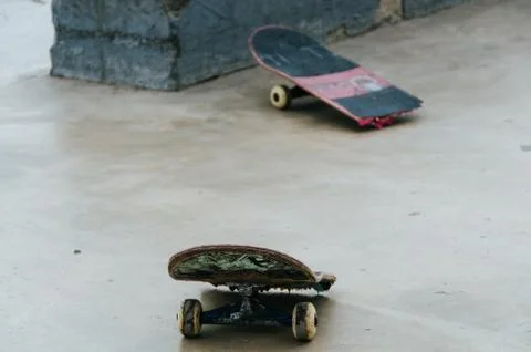 Broken skateboard Stock Photos