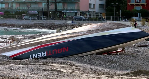 Broken Ski Boat On Beach Stock Footage 140599097
