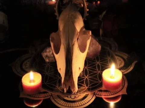 Broken skull candle Video stock 89707144