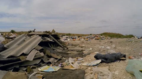 Broken Slates Among Garbage Dumped Into Heap At Landfill In Ukraine Video stock 55027853