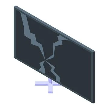 Broken smart tv screen showing cracks on display panel 스톡 일러스트