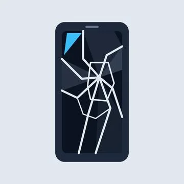 Broken smartphone with cracked screen flat design vector illustration, shattered Stock Illustration