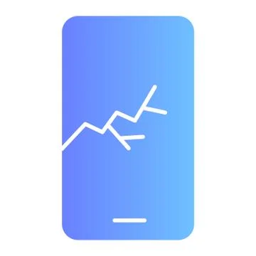Broken smartphone flat icon. Phone display, device with cracked touch screen Stock Illustration