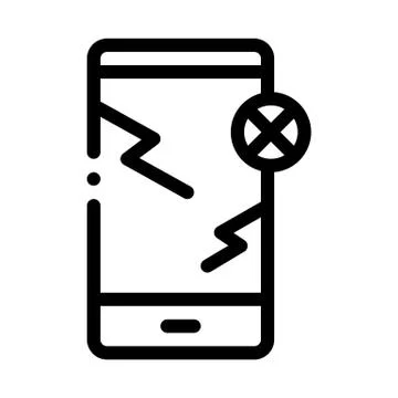 Broken Smartphone Icon Vector Outline Illustration Stock Illustration