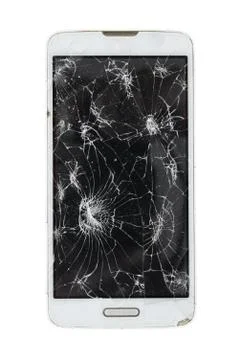 Broken smartphone isolated on white background Stock Photos