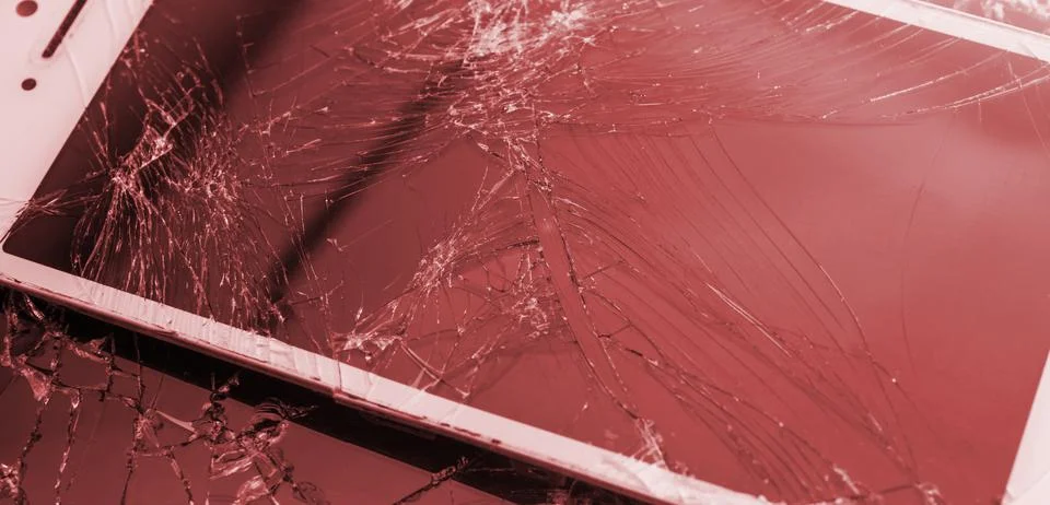 Broken smartphone screen, for background, copy space Stock Photos