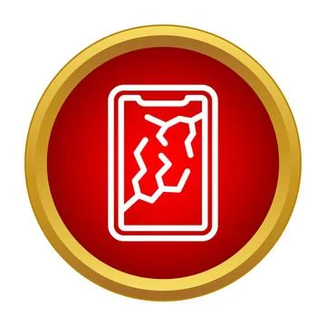 Broken smartphone screen displaying cracks icon Stock Illustration