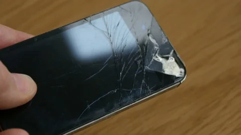Broken smartphone screen Stock Footage 76460641