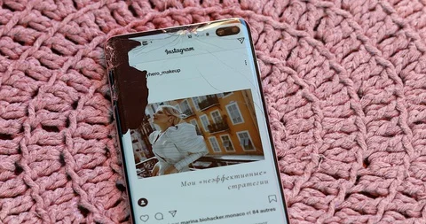 Broken Smartphone Screen Stock Footage 129874160