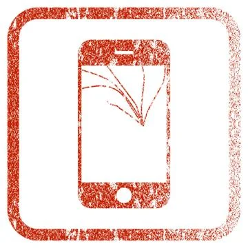 Broken Smartphone Screen Framed Textured Icon 스톡 일러스트