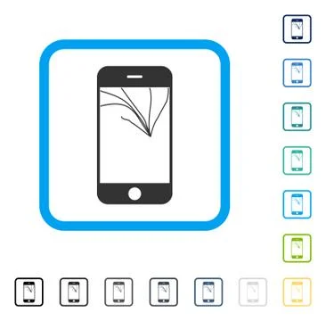 Broken Smartphone Screen Framed Vector Icon 스톡 일러스트