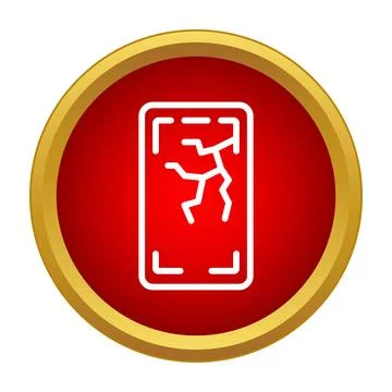 Broken smartphone screen icon on a red background 스톡 일러스트