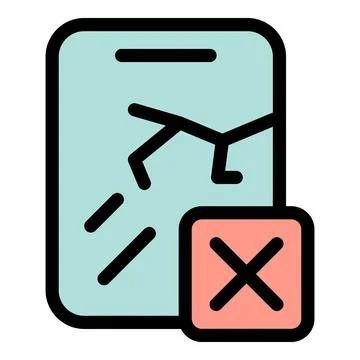 Broken smartphone screen showing error message with cross sign Stock Illustration