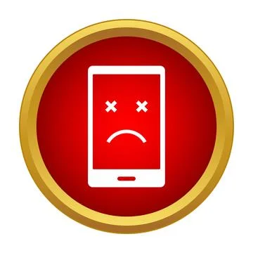 Broken smartphone screen showing sad error face icon 스톡 일러스트