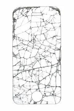 Broken smartphone  screen on white background Stock-Fotos