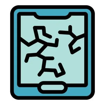 Broken smartphone showing cracks on touchscreen display Stock Illustration
