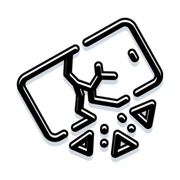 Broken smartphone showing screen damage and digital detox chaos Stock Illustration
