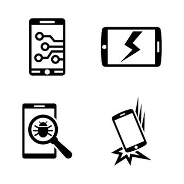 Broken Smartphone. Simple Related Vector Icons 스톡 일러스트