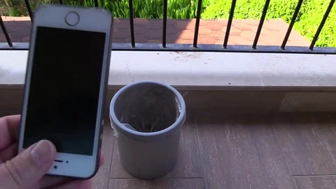 Broken smartphone is thrown into the trash can Stock Footage 79161618