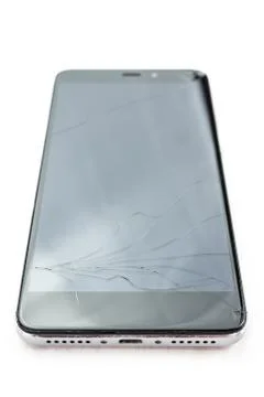 Broken smartphone on white background Stock Photos