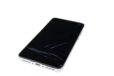 Broken smartphone on white background Stock Photos