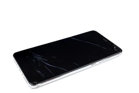 Broken smartphone on white background Stock Photos