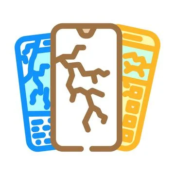Broken smartphones e waste pollution color icon vector illustration Stock Illustration