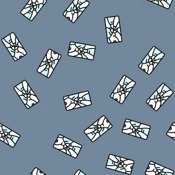 Broken smartphones e waste pollution vector seamless pattern Stockillustratie
