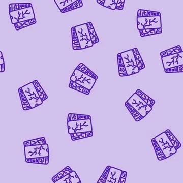 Broken smartphones e waste pollution line vector seamless pattern Stock Illustration