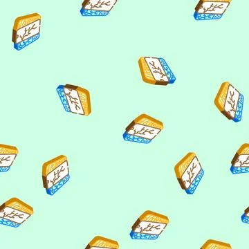 Broken smartphones e waste pollution isometric icon seamless pattern 스톡 일러스트