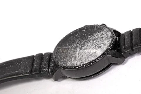 Broken smartwatch isolated on white background Stock Photos