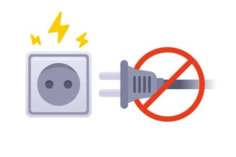 Broken socket with sparks. do not plug into a socket. Stock Illustration