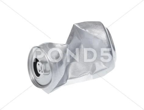 Broken soda can isolated on white background. Stock Photos