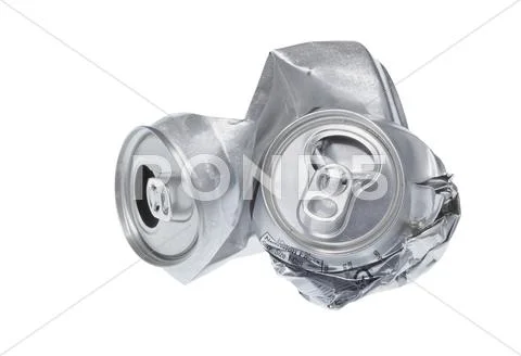 Broken soda can isolated on white background. Stock Photos
