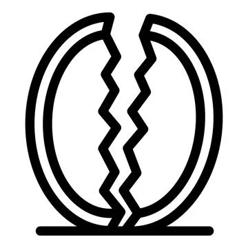 Broken sphere split in two halves by zigzag line symbolizing rupture Stock Illustration